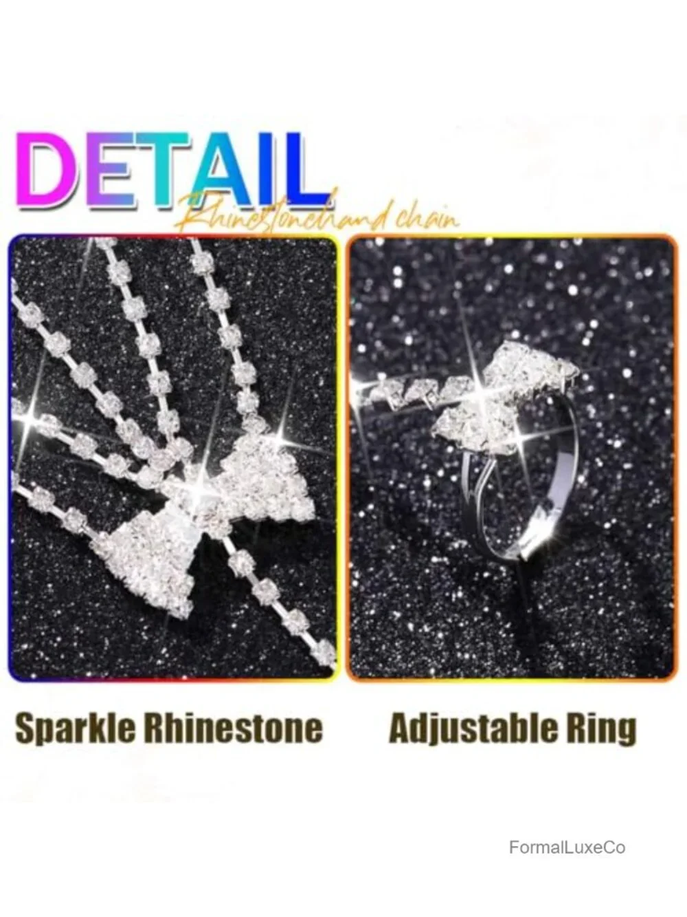 Rhinestone Fingerless Gloves Sparkle Crystal Hand Chain Wedding Prom